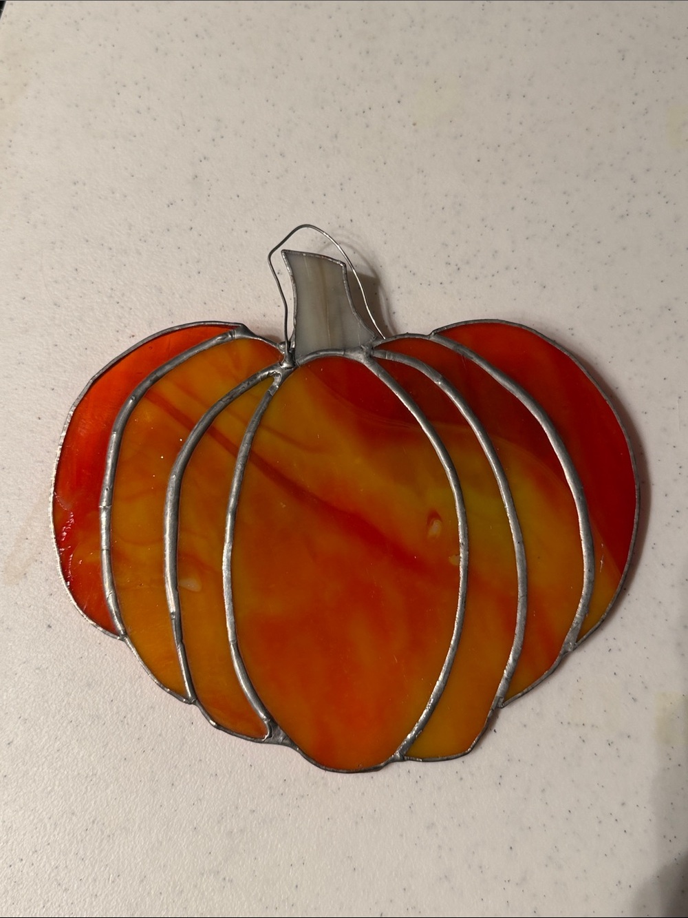Handmade Stained Glass Pumpkin Suncatcher 8” Fall Autumn Window Hanging